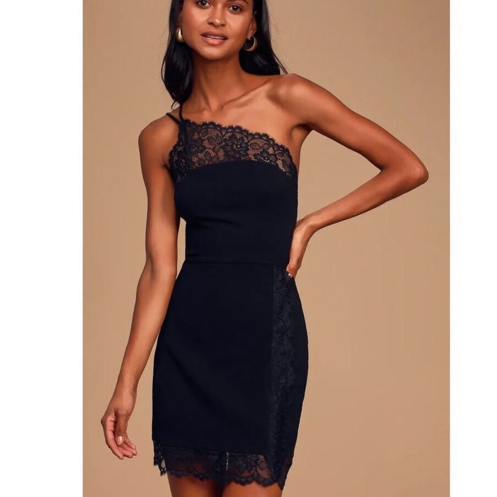 Free People lace dress sexy one shoulder black NWT
